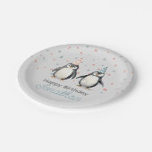 Feestpinguïns, waterverf, kinderverjaardag papieren bordje (Gekanteld)