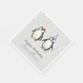 Feestpinguïns, waterverf, kinderverjaardag servet (Hoek)