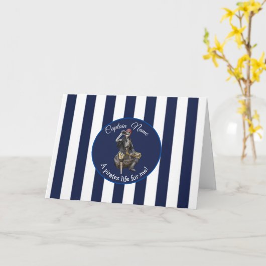 Feestpiraat Jongen thema Kaart (Gele Bloem)