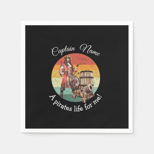 Feestpiraat zwarte servetten (Voorkant)