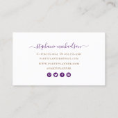 Feestplanner Paarse gouden ballon Visitekaartje (Achterkant)