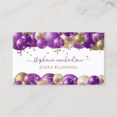 Feestplanner Paarse gouden ballon Visitekaartje (Voorkant)