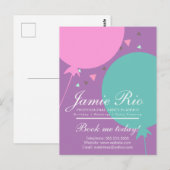 Feestplanner Verjaardagsplanning Ballon Confetti Briefkaart (Voorkant / Achterkant)