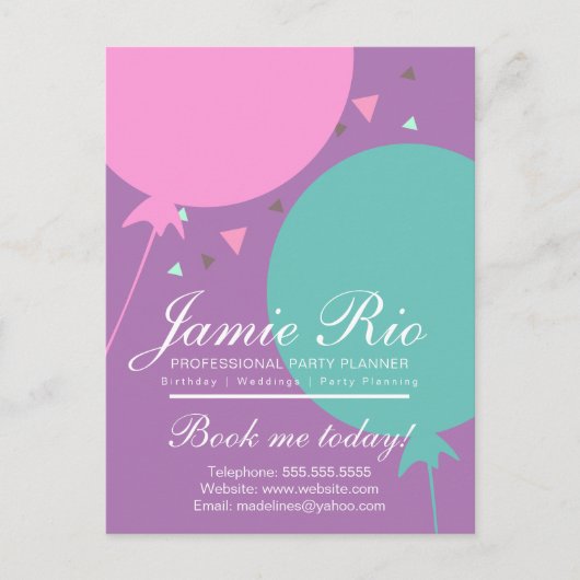 Feestplanner Verjaardagsplanning Ballon Confetti Briefkaart (Voorkant)