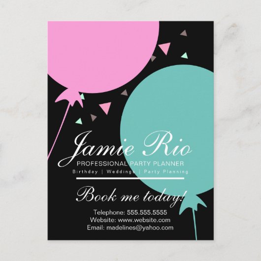 Feestplanner Verjaardagsplanning Ballon Confetti Briefkaart (Voorkant)