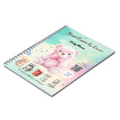 Feestplanner voor kinderen Pastel Teddy Beer QR-co Notitieboek (Linkerzijde)