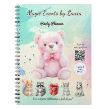 Feestplanner voor Kinderen Pastel Teddybeer QR Cod