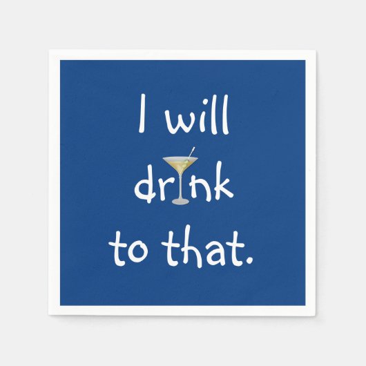 Feestplezier met Martini op blauw Servet (Voorkant)