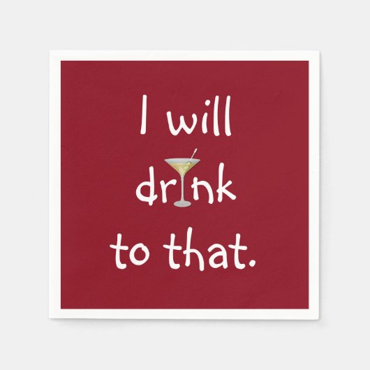 Feestplezier met Martini op rood Servet (Voorkant)