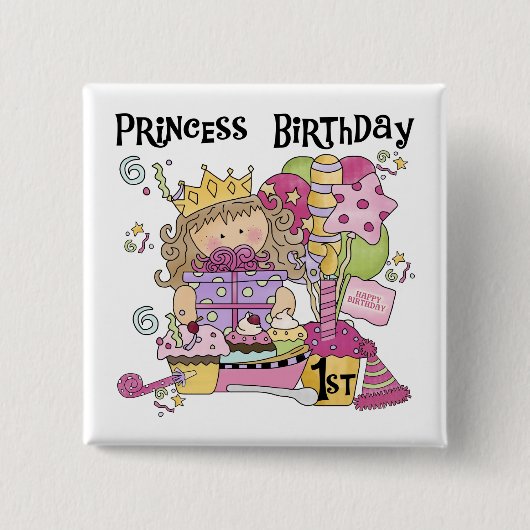Feestprinses 1e Verjaardag tshirts en geschenken Vierkante Button 5,1 Cm (Voorkant)