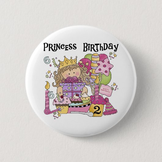 Feestprinses 2e Verjaardag Tshirts en geschenken Ronde Button 5,7 Cm (Voorkant)
