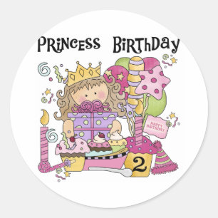 Feestprinses 2e Verjaardag Tshirts en geschenken Ronde Sticker