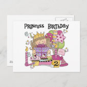 Feestprinses 2e Verjaardag Tshirts en geschenken Uitnodiging Briefkaart (Voorkant / Achterkant)