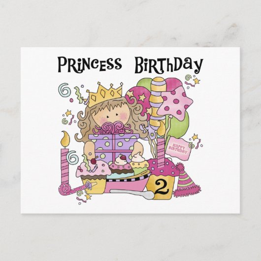 Feestprinses 2e Verjaardag Tshirts en geschenken Uitnodiging Briefkaart (Voorkant)