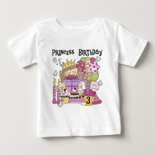 Feestprinses 3e verjaardag Tshirts en geschenken (Voorkant)