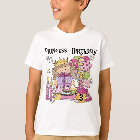 Feestprinses 3e verjaardag Tshirts en geschenken (Voorkant)
