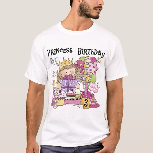 Feestprinses 3e verjaardag Tshirts en geschenken (Voorkant)