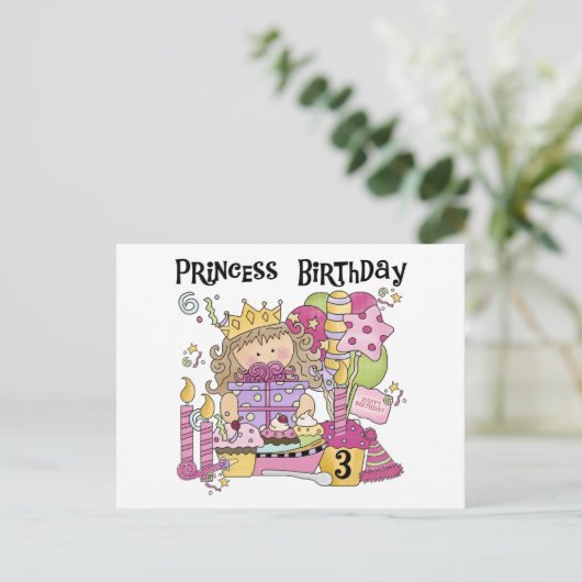 Feestprinses 3e verjaardag Tshirts en geschenken Briefkaart (Staand voorkant)