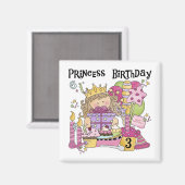 Feestprinses 3e verjaardag Tshirts en geschenken Magneet (Voorkant / Achterkant)
