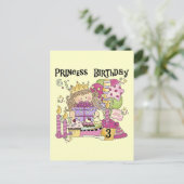 Feestprinses 3e verjaardag Tshirts en geschenken Uitnodiging Briefkaart (Staand voorkant)