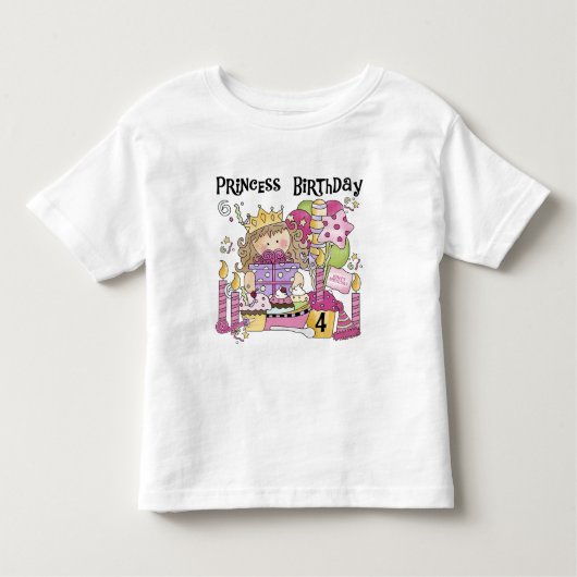 Feestprinses 4e Verjaardag Tshirts en geschenken (Voorkant)