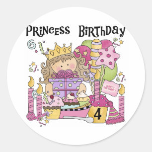Feestprinses 4e Verjaardag Tshirts en geschenken Ronde Sticker