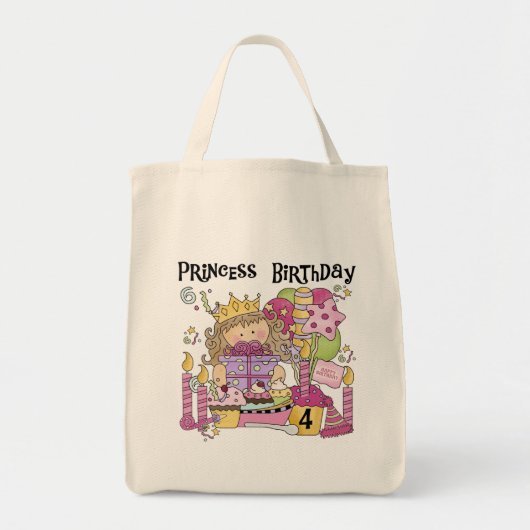 Feestprinses 4e Verjaardag Tshirts en geschenken Tote Bag (Voorkant)