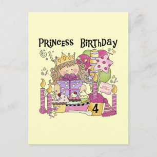 Feestprinses 4e Verjaardag Tshirts en geschenken Uitnodiging Briefkaart