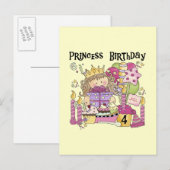 Feestprinses 4e Verjaardag Tshirts en geschenken Uitnodiging Briefkaart (Voorkant / Achterkant)