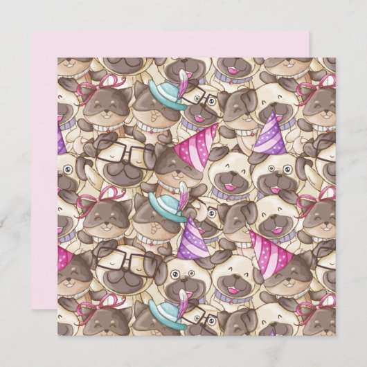 Feestpugs Feestdagenkaart (Voorkant / Achterkant)