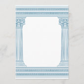 Feestquiz met Griekse tempel in het blauw Kaart (Achterkant)