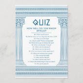 Feestquiz met Griekse tempel in het blauw Kaart (Voorkant)