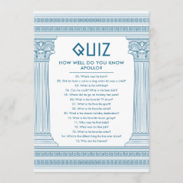 Feestquiz met Griekse tempel in het blauw Kaart