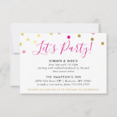 FEESTRECEPTIE INFO glamoureuze confetti spot goud Kaart (Voorkant)