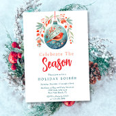 Feestschrift Red Bird Mistletoe Holiday Soiree Kaart