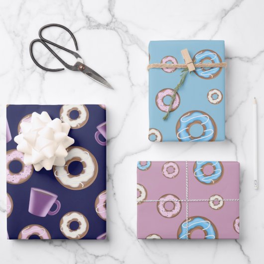 Feestset Mokaal Zoete Donuts Inpakpapier Vel (Voorkant)