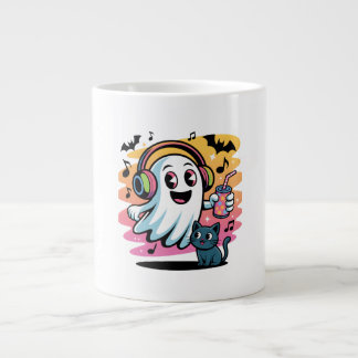 Feestspook met kat Schattig Halloween-cartoon Grote Koffiekop
