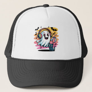 Feestspook met kat Schattige Halloween-cartoon Trucker Pet