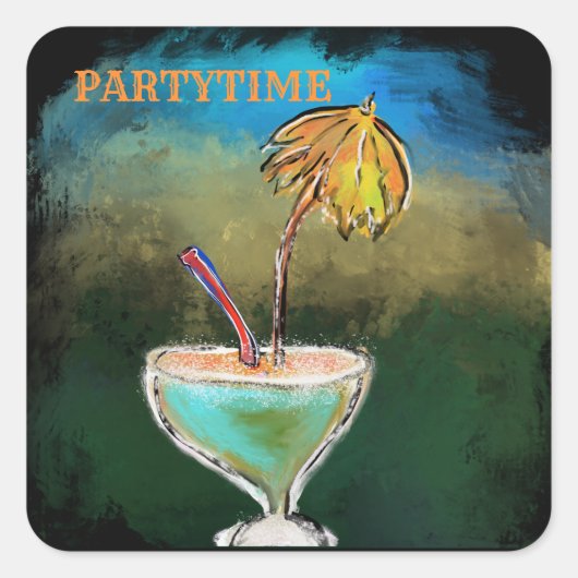 feeststad vierkante sticker (Voorkant)