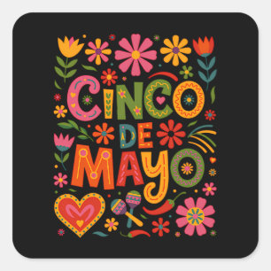 Feeststemming Cinco de Mayo – Vier het Mexicaans f Vierkante Sticker
