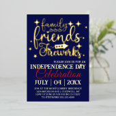 Feeststerren op 4 juli folie uitnodiging (Staand Voorkant)