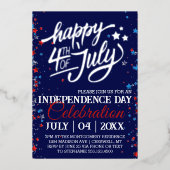 Feeststerren op 4 juli folie uitnodiging (Voorkant)