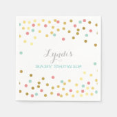 FEESTTAFEL BABY SHOWER confetti gouden munt koraal Servet (Voorkant)