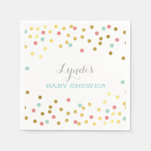 FEESTTAFEL BABY SHOWER confetti gouden munt koraal Servet
