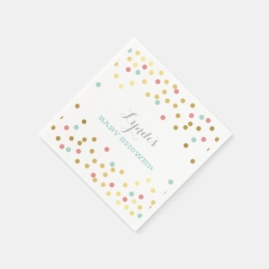 FEESTTAFEL BABY SHOWER confetti gouden munt koraal Servet (Hoek)