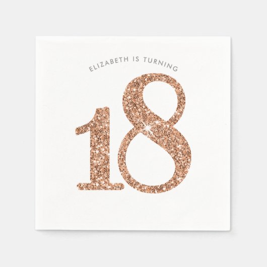 FEESTTAFEL GROTE LEEFTIJD modern 18 roos gouden gl Servet (Voorkant)