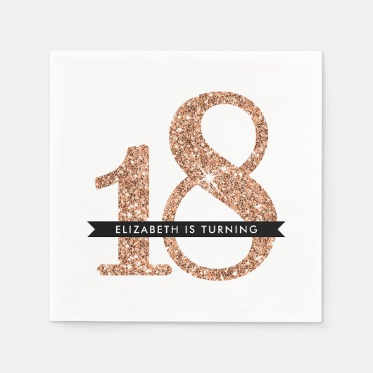 FEESTTAFEL GROTE LEEFTIJD modern 18 roos gouden gl Servet (Voorkant)