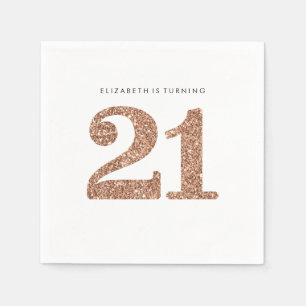 FEESTTAFEL GROTE LEEFTIJD modern 21 roos gouden gl Servet