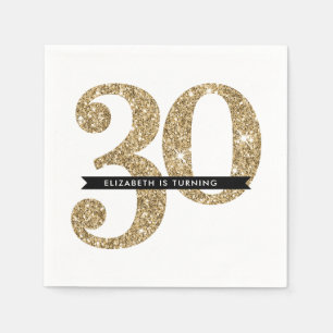 FEESTTAFEL GROTE LEEFTIJD moderne 30 gouden glitte Servet