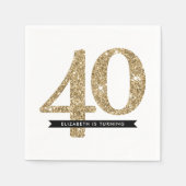 FEESTTAFEL GROTE LEEFTIJD moderne 40 gouden glitte Servetten (Voorkant)